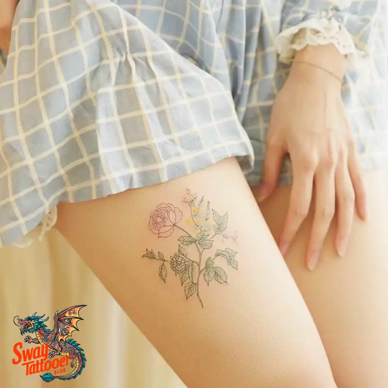 floral thigh tattoo designs