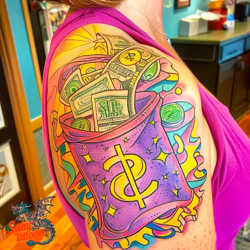 80 Money Bag Tattoo Designs: Symbolism, and Art Style 24 Money Bag Tattoo design