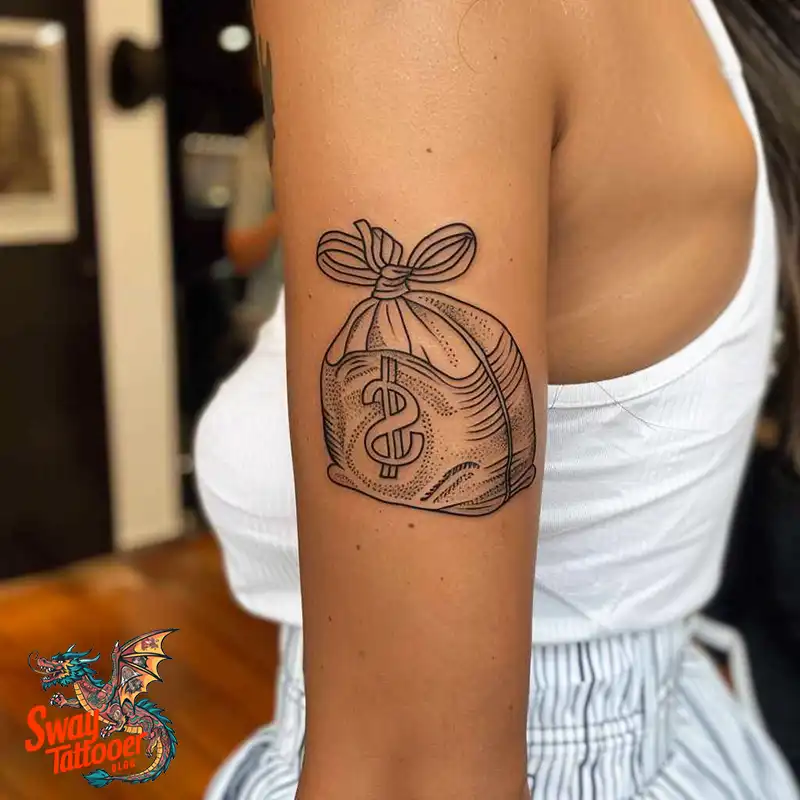 80 Money Bag Tattoo Designs: Symbolism, and Art Style 14 Money Bag Tattoo design