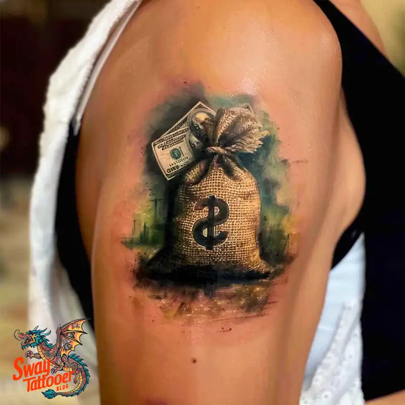 80 Money Bag Tattoo Designs: Symbolism, and Art Style 9 Money Bag Tattoo design