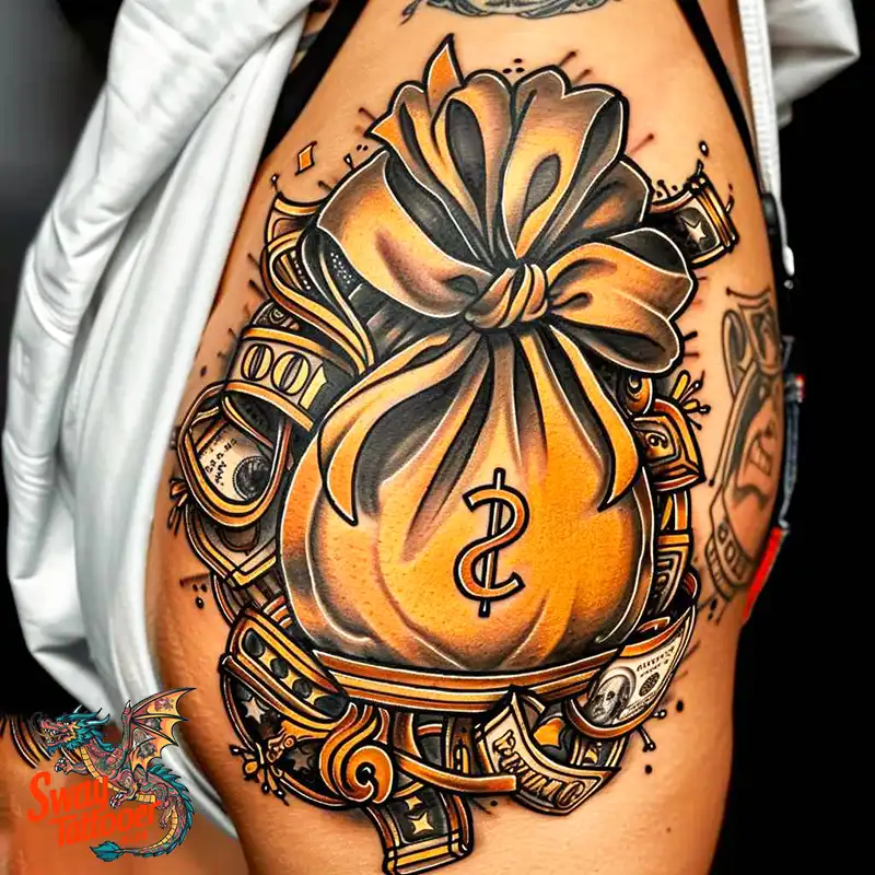 80 Money Bag Tattoo Designs: Symbolism, and Art Style 1 Money Bag Tattoo design