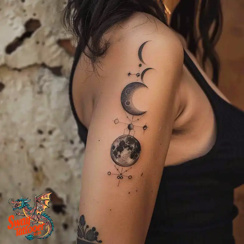 100 Moon Phase Tattoo Designs: Symbolism, and Style 80 moon phase12