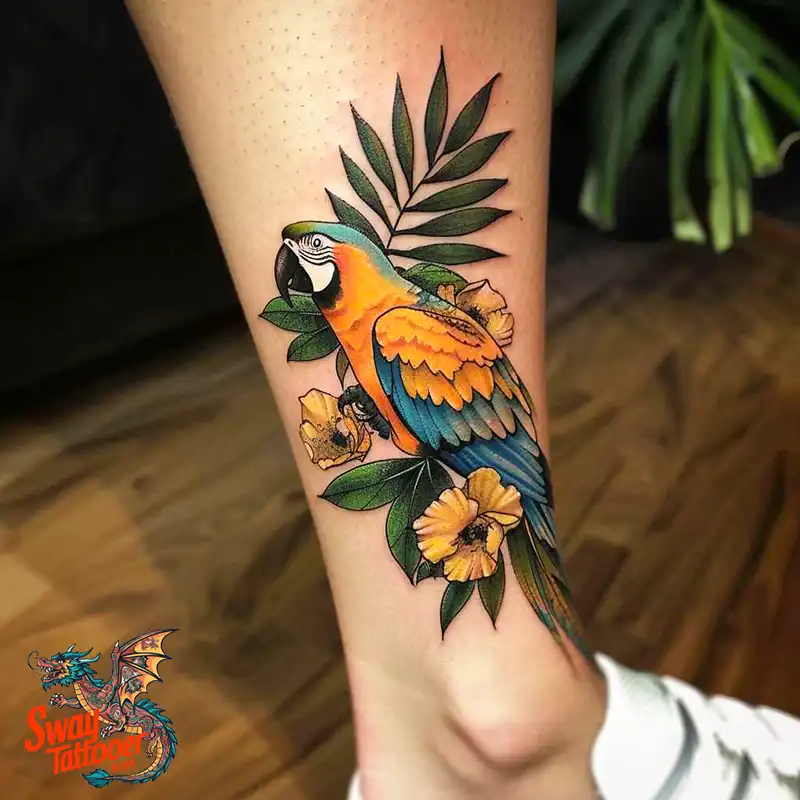 120 Parrot Tattoo Designs, Meanings, Aftercare, & Color Key 108 parrot11