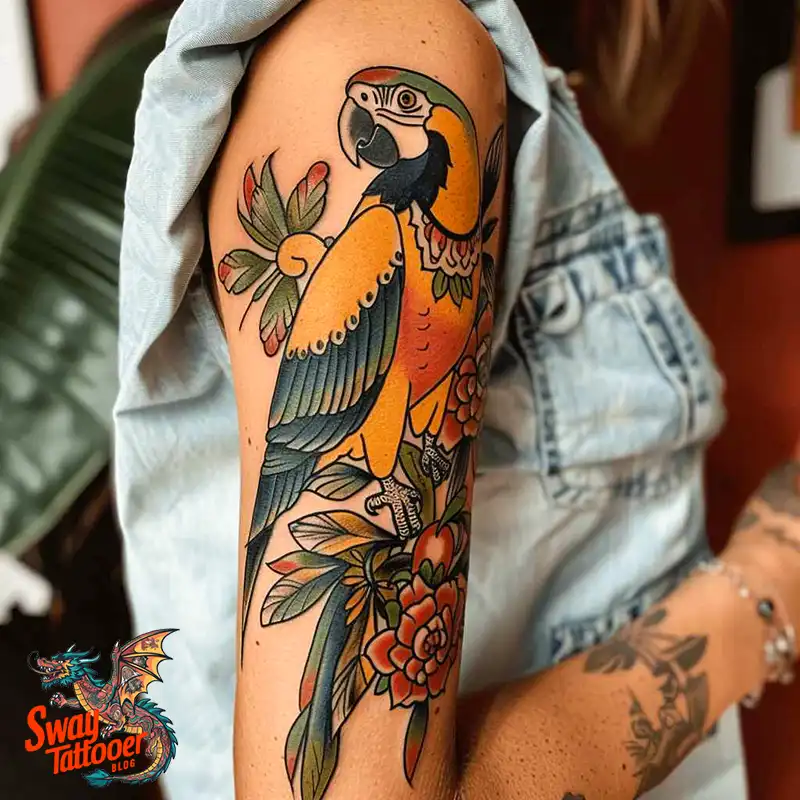120 Parrot Tattoo Designs, Meanings, Aftercare, & Color Key 7 Parrot Tattoo Design