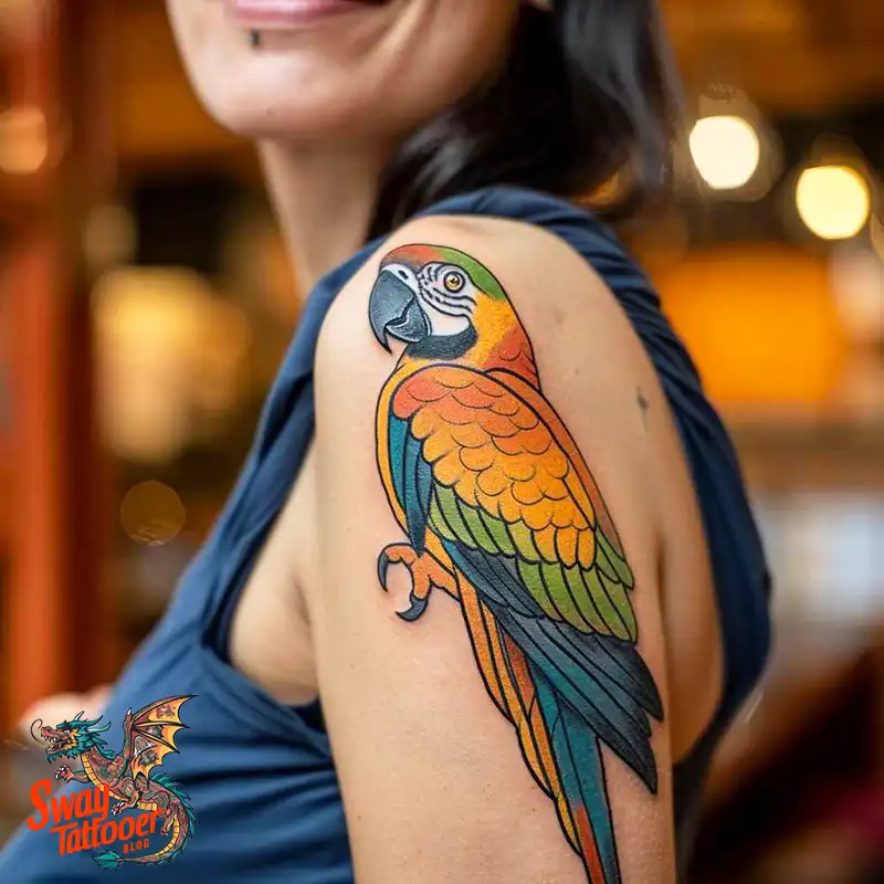 120 Parrot Tattoo Designs, Meanings, Aftercare, & Color Key 6 Parrot Tattoo Design