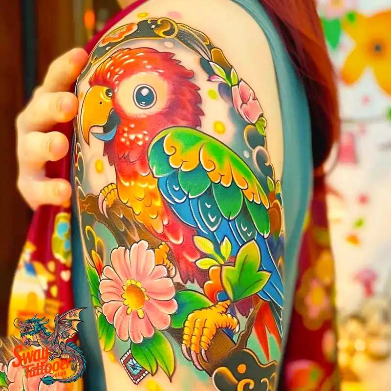 120 Parrot Tattoo Designs, Meanings, Aftercare, & Color Key 4 Parrot Tattoo Design