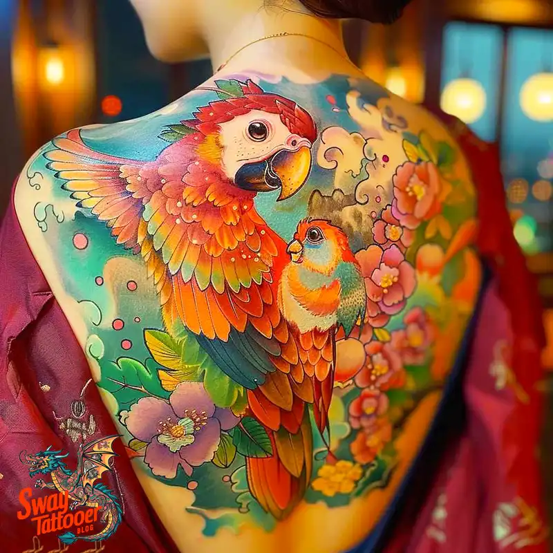 120 Parrot Tattoo Designs, Meanings, Aftercare, & Color Key 3 Parrot Tattoo Design