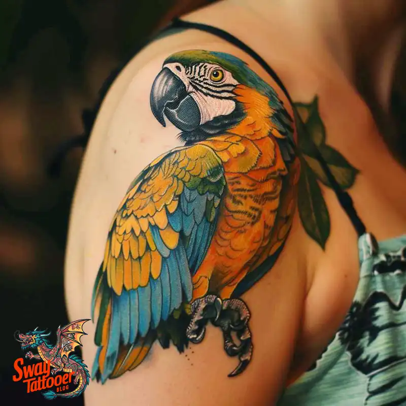 120 Parrot Tattoo Designs, Meanings, Aftercare, & Color Key 95 parrot17