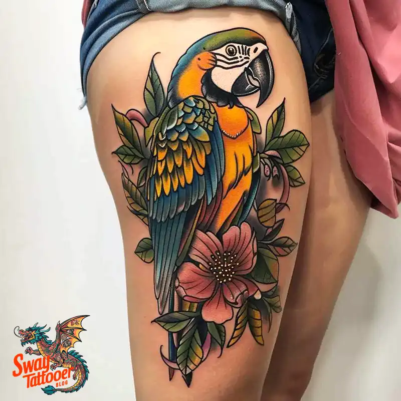 120 Parrot Tattoo Designs, Meanings, Aftercare, & Color Key 88 parrot23