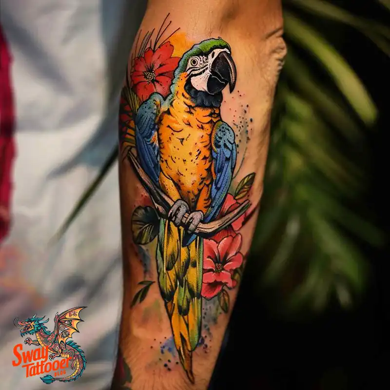120 Parrot Tattoo Designs, Meanings, Aftercare, & Color Key 87 parrot25