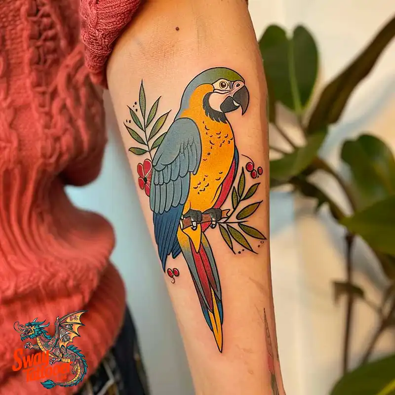 120 Parrot Tattoo Designs, Meanings, Aftercare, & Color Key 85 parrot27