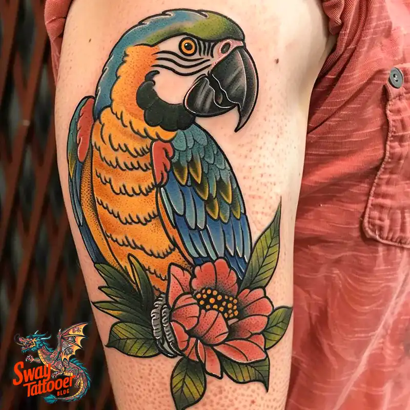 120 Parrot Tattoo Designs, Meanings, Aftercare, & Color Key 98 parrot3