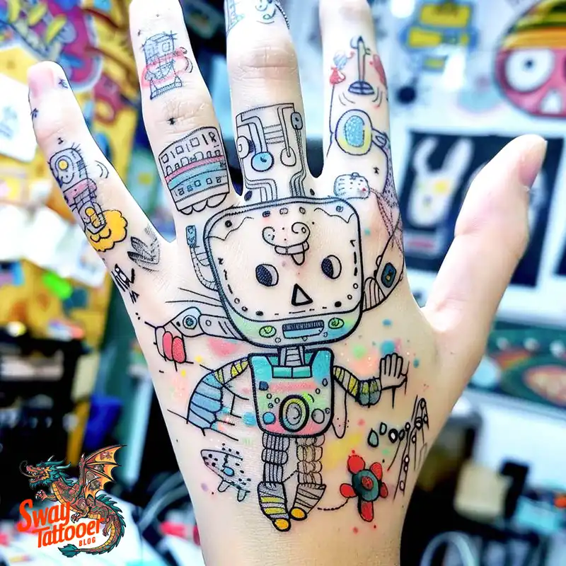 Robot Hand Tattoo Design