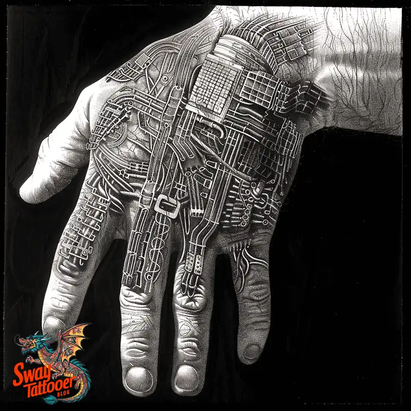 Robot Hand Tattoo Design