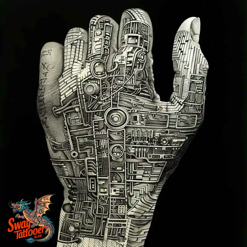 Robot Hand Tattoo Design