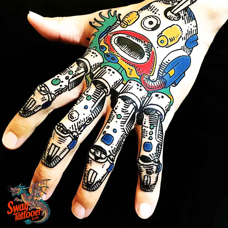 Robot Hand Tattoo Design