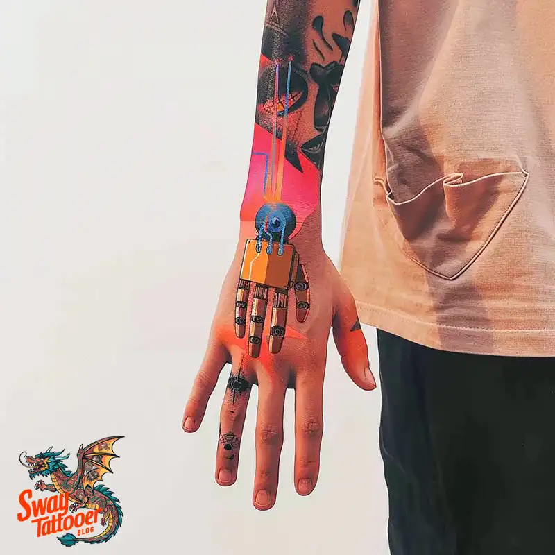 Robot Hand Tattoo Design