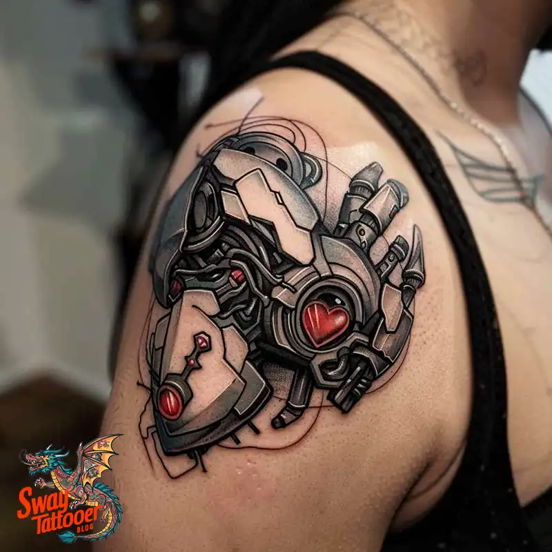 100 Robot Heart Tattoo Designs: Meaning, Culture, and Art 82 robot heart19