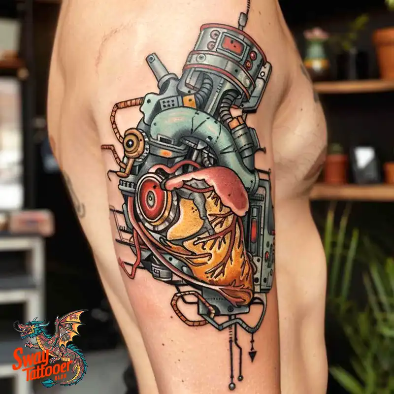 100 Robot Heart Tattoo Designs: Meaning, Culture, and Art 80 robot heart21
