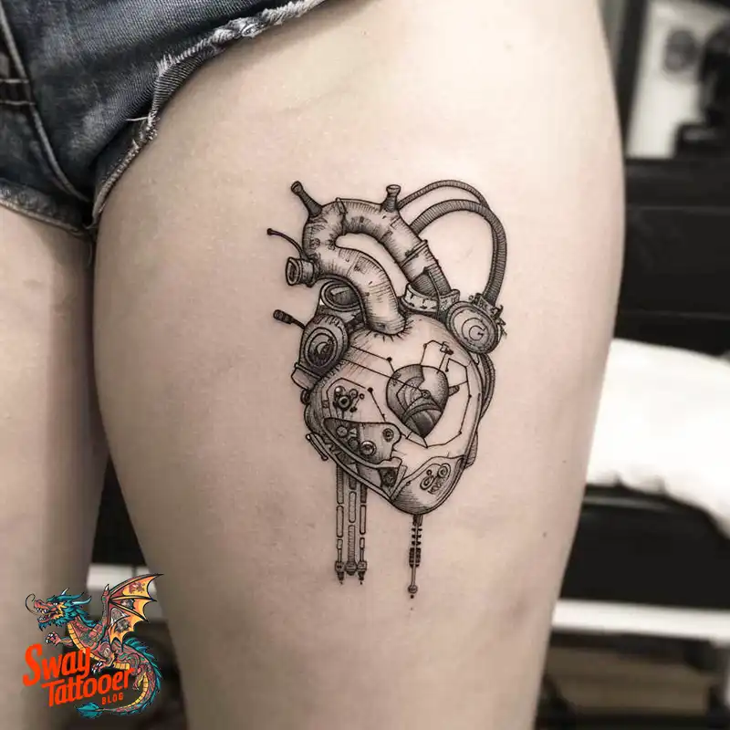 100 Robot Heart Tattoo Designs: Meaning, Culture, and Art 79 robot heart22