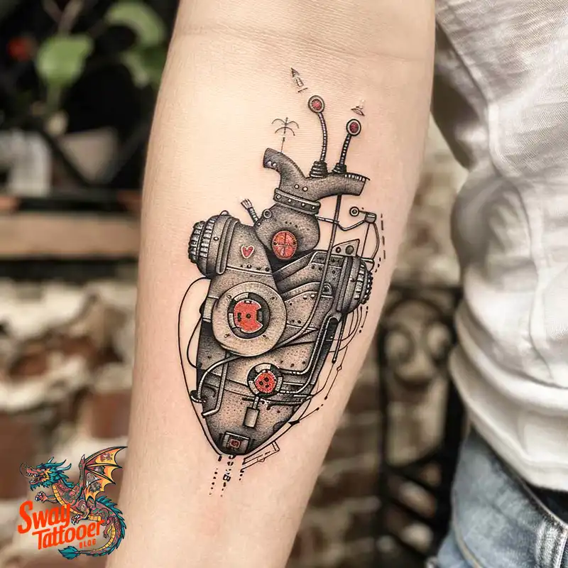 100 Robot Heart Tattoo Designs: Meaning, Culture, and Art 76 robot heart25
