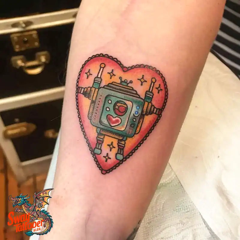 100 Robot Heart Tattoo Designs: Meaning, Culture, and Art 69 robot heart32