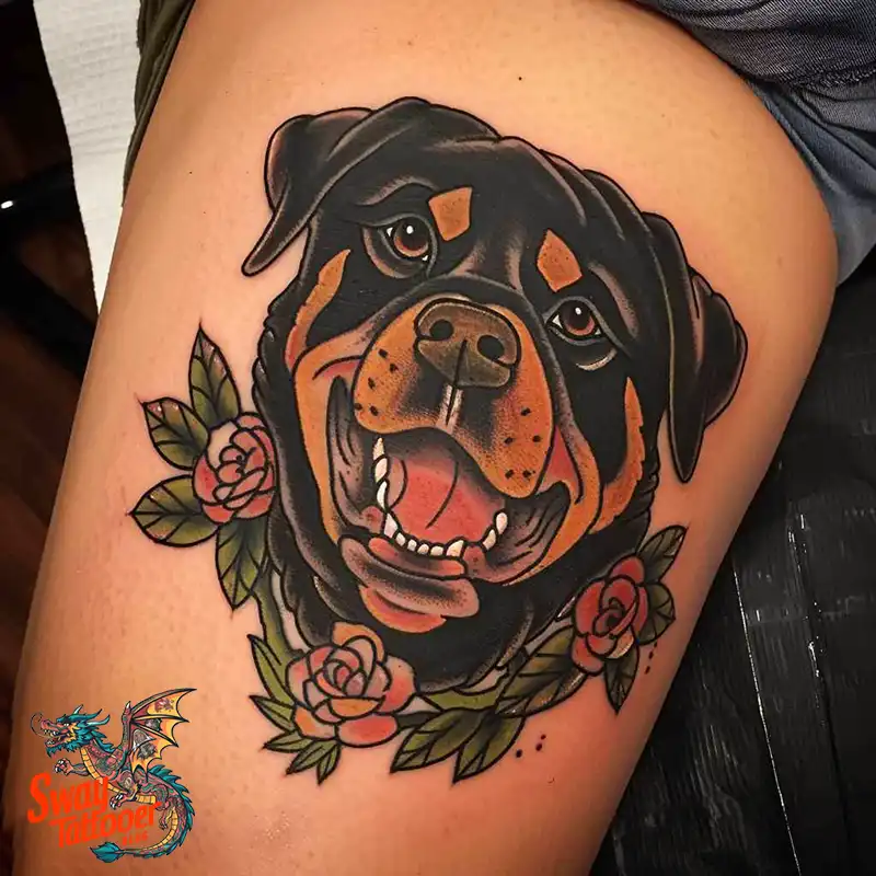 100 Rottweiler Tattoo Designs: Symbolism & Ink Arts 104 rottweiler1