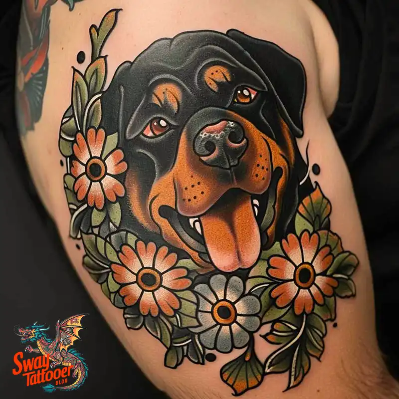 100 Rottweiler Tattoo Designs: Symbolism & Ink Arts 80 rottweiler24