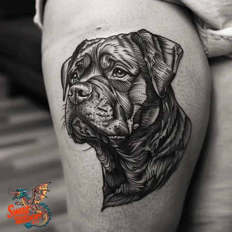 100 Rottweiler Tattoo Designs: Symbolism & Ink Arts 98 rottweiler6