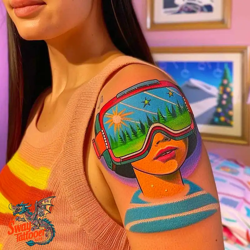 Skiing Tattoo Design