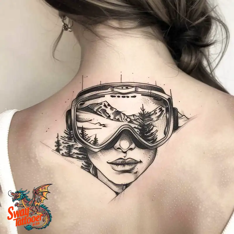 Skiing Tattoo Design