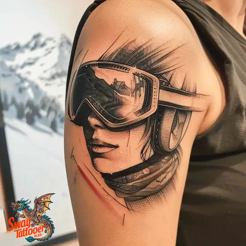 Skiing Tattoo Design