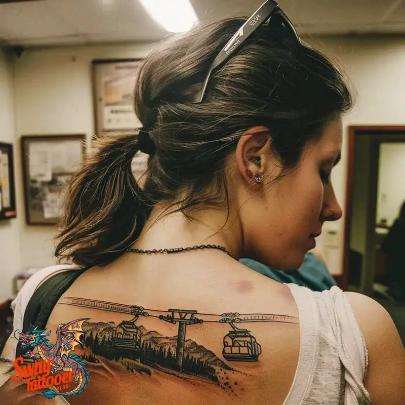 Skiing Tattoo Design