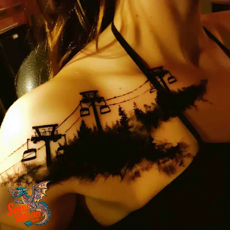 Skiing Tattoo Design