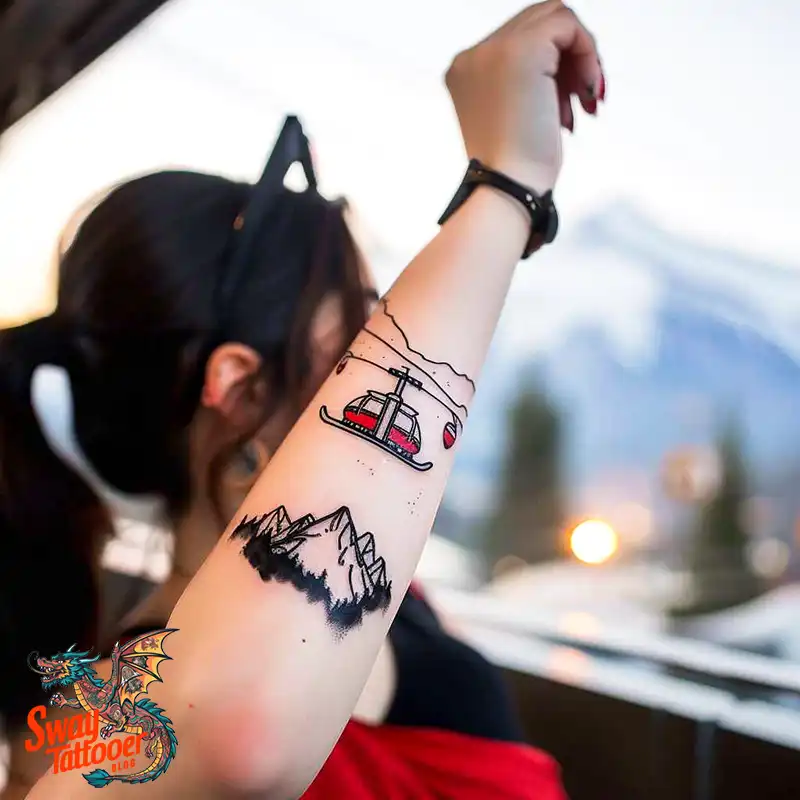 Skiing Tattoo Design