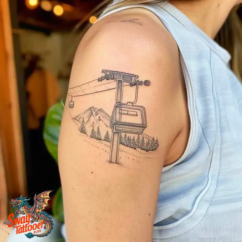 Skiing Tattoo Design