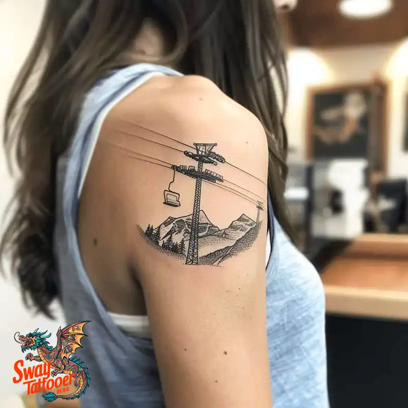 Skiing Tattoo Design