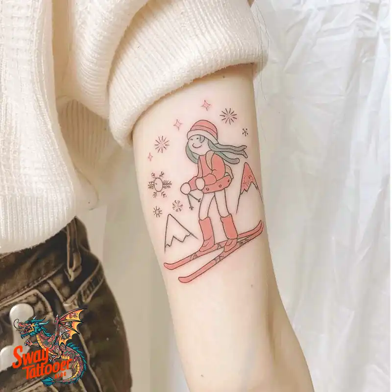 Skiing Tattoo Design