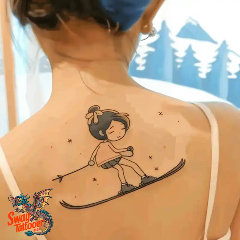Skiing Tattoo Design