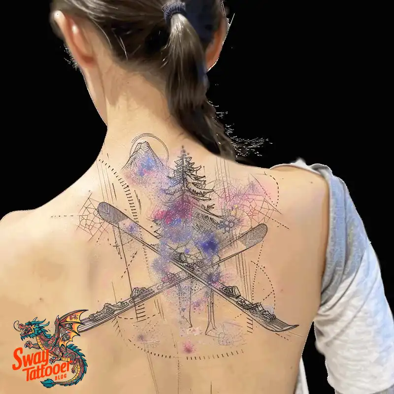 Skiing Tattoo Design