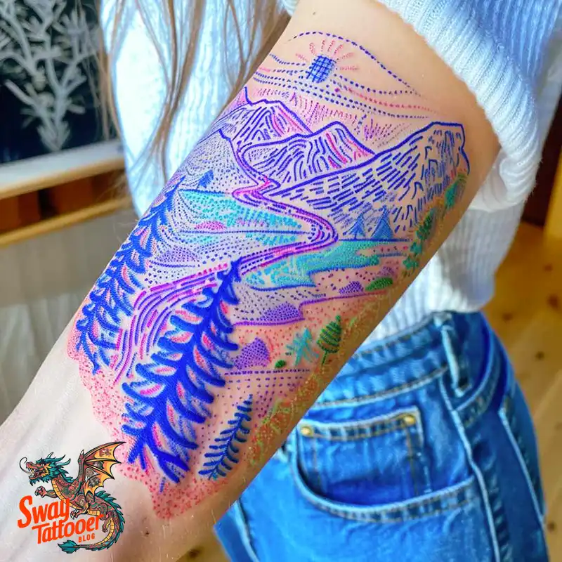 Skiing Tattoo Design