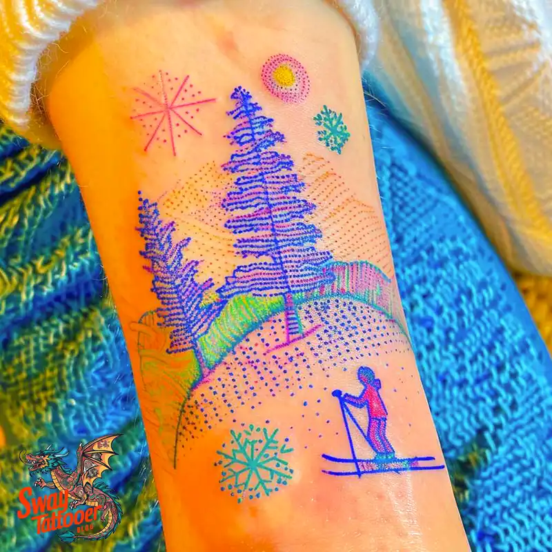 Skiing Tattoo Design