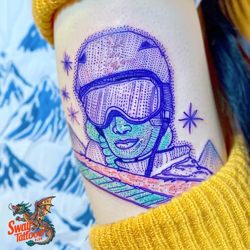 Skiing Tattoo Design