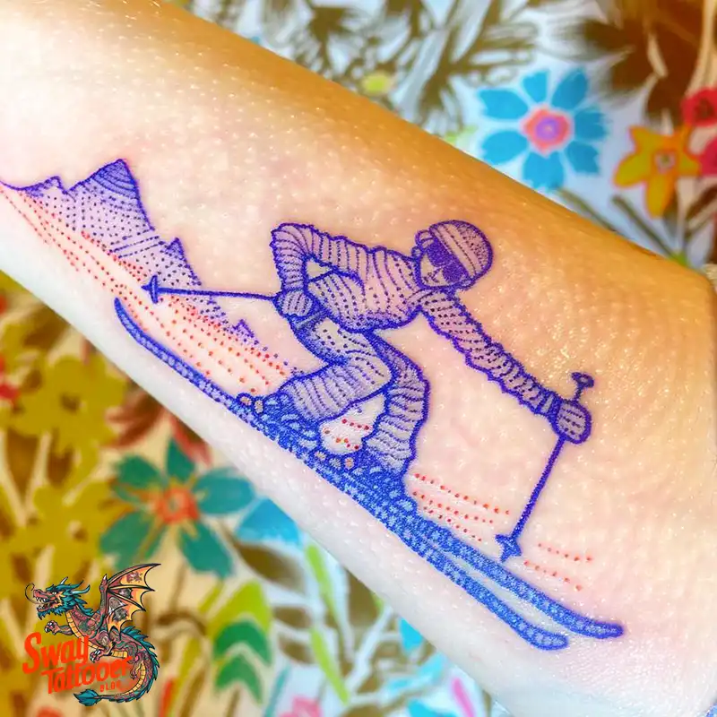 Skiing Tattoo Design