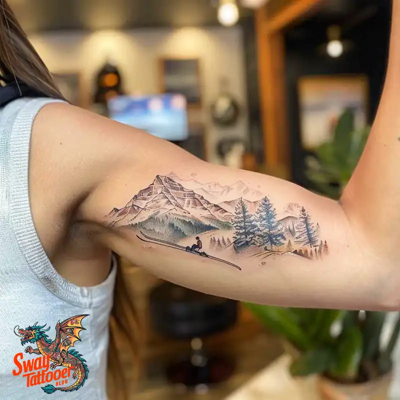 Skiing Tattoo Design