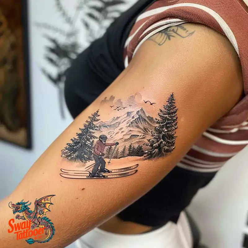 Skiing Tattoo Design