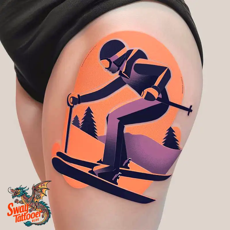 Skiing Tattoo Design