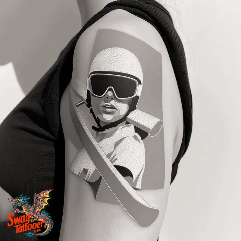 Skiing Tattoo Design