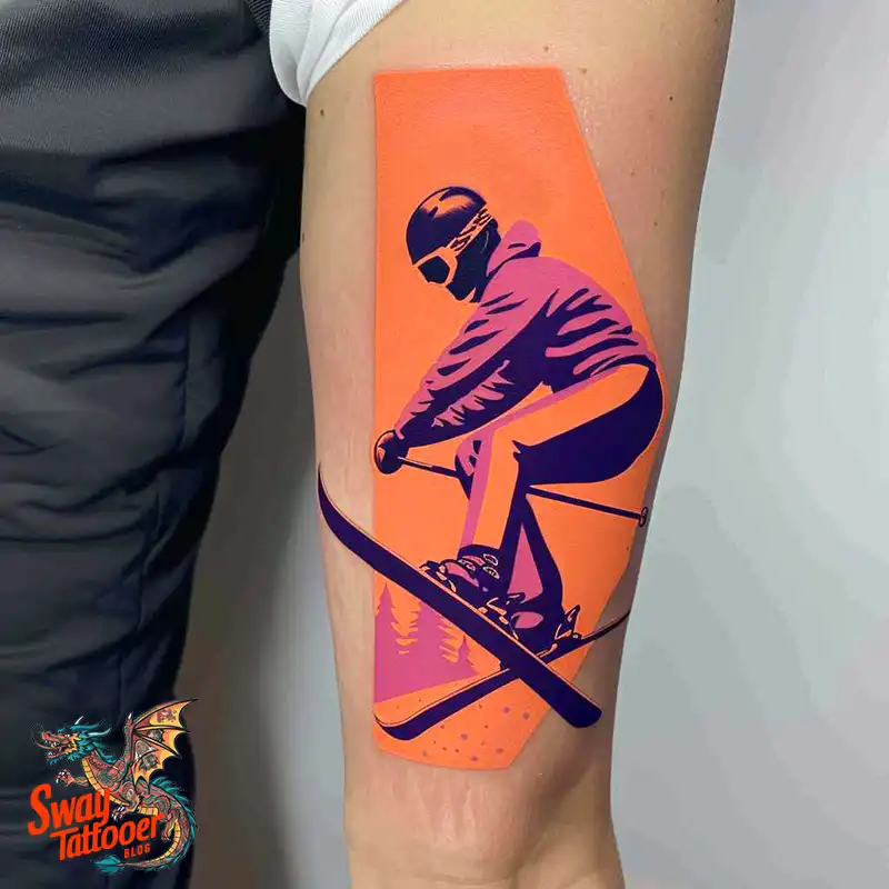 Skiing Tattoo Design
