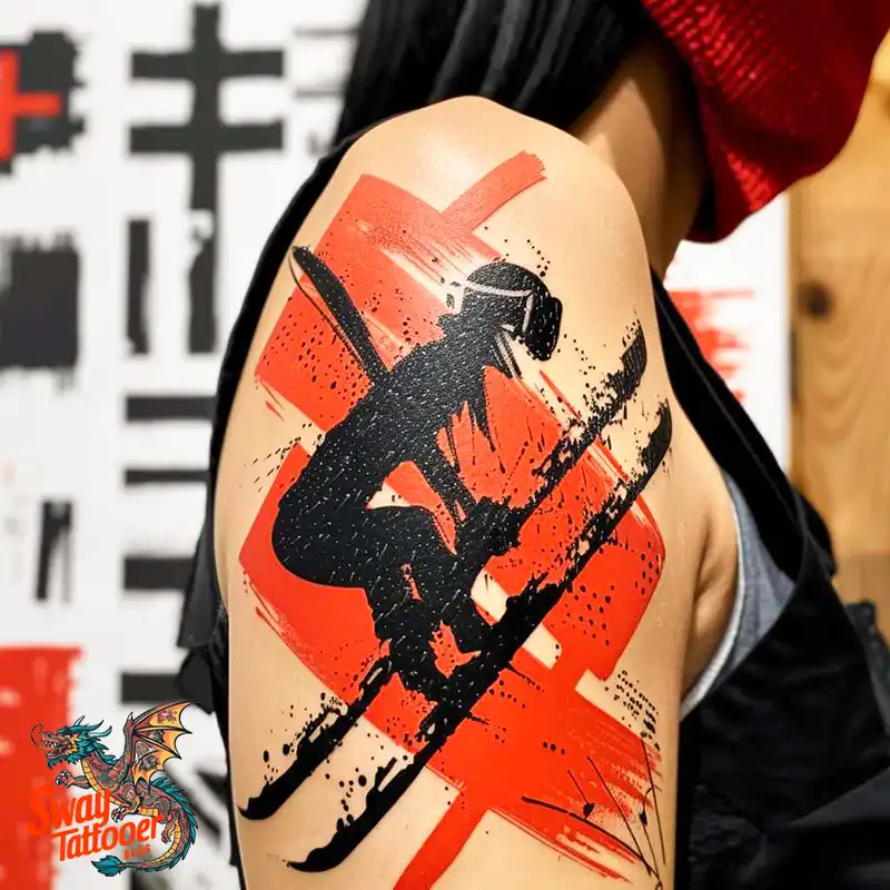 Skiing Tattoo Design
